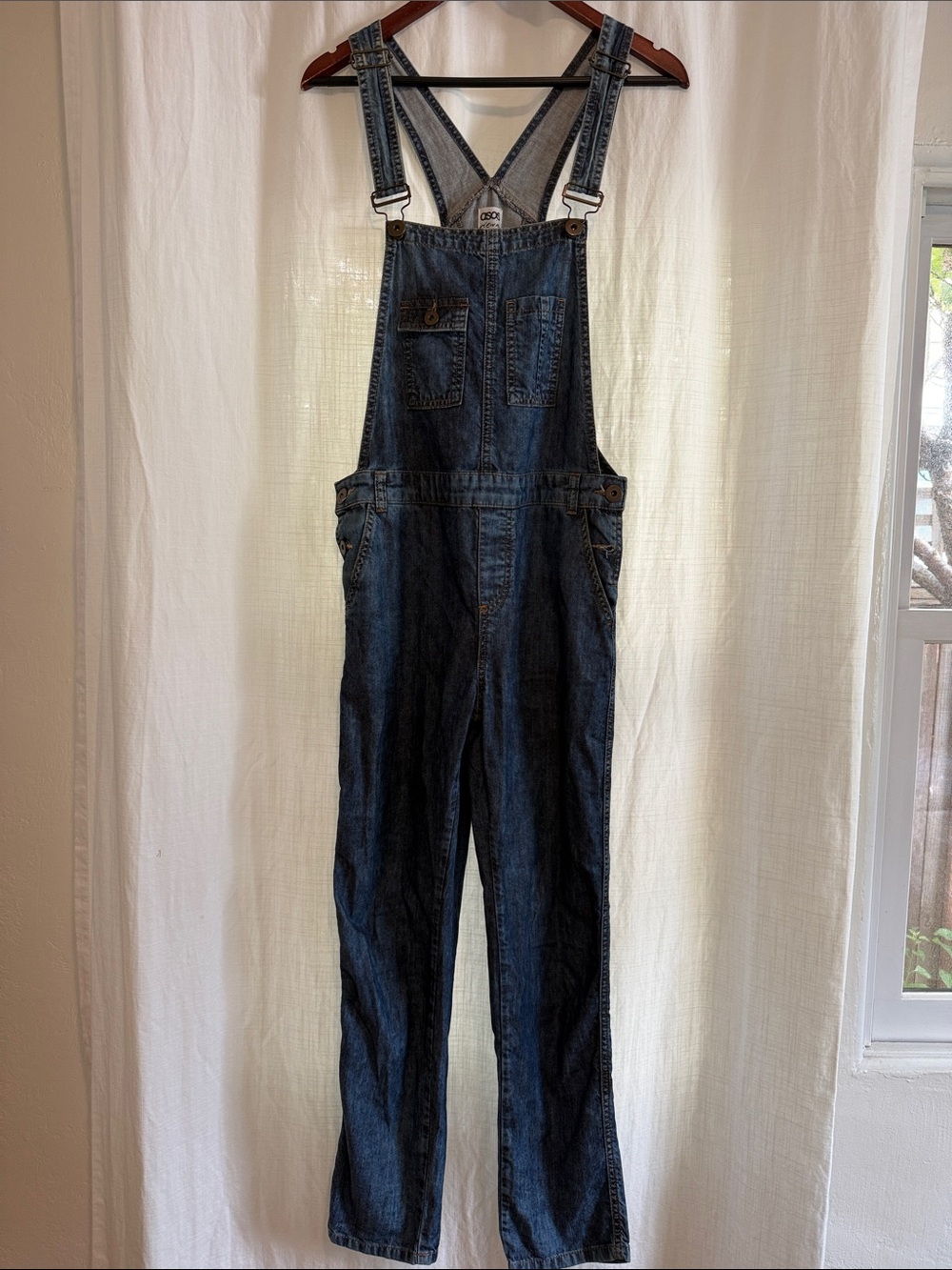 ASOS Dark Blue Denim Bootcut Overalls for Women